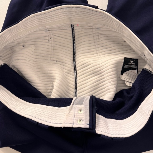 Mizuno Softball Belted Pant Women SZ L Navy Blue Elastic Bottom Reinforced Knee - Picture 12 of 16